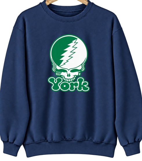 York Stealie Premium Unisex Crewneck — Design: York College — Navy