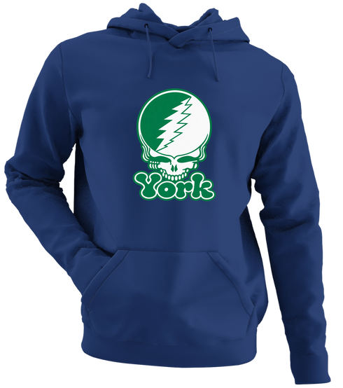 York Stealie Premium Unisex Hoodie — Design: York College — Navy