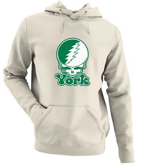 York Stealie Premium Unisex Hoodie — Design: York College — Sand