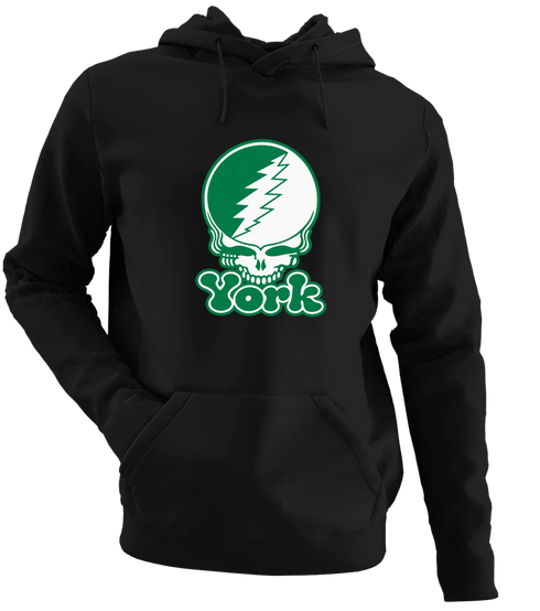 York Stealie Premium Unisex Hoodie — Design: York College — Black
