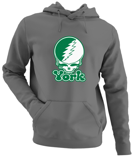 York Stealie Premium Unisex Hoodie — Design: York College — Charcoal