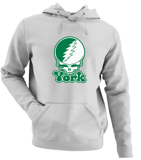York Stealie Premium Unisex Hoodie — Design: York College — Sport Grey