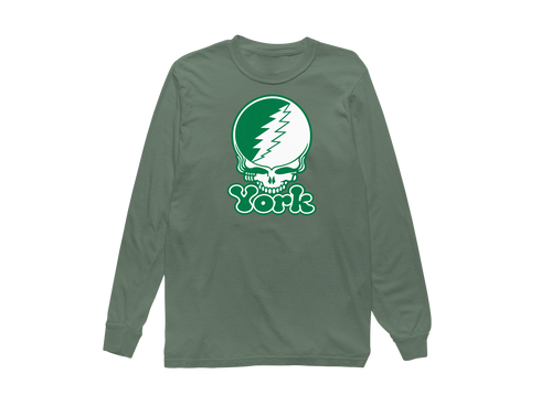 York Stealie Premium Unisex Long-Sleeve — Design: York College — Light Green
