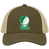 York Stealie Premium Unisex Trucker Cap — Design: York College — Moss/Khaki