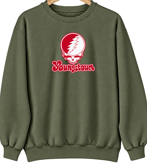 Youngstown Stealie Premium Unisex Crewneck — Design: Youngstown State University — Military Green