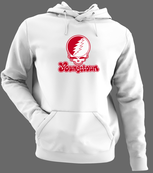 Youngstown Stealie Premium Unisex Hoodie — Design: Youngstown State University — White/Grey