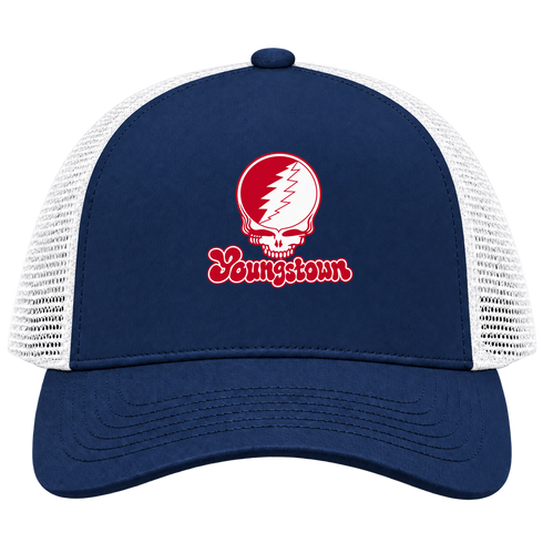Youngstown Stealie Premium Unisex Trucker Cap — Design: Youngstown State University — Navy/White