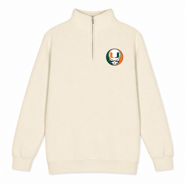 University of Miami - Premium Grateful Dead Quarter-Zip Pullover - Sand - 1