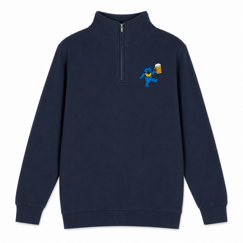 Beer Lovin' Bear - Premium Grateful Dead Quarter-Zip Pullover - Navy - 3