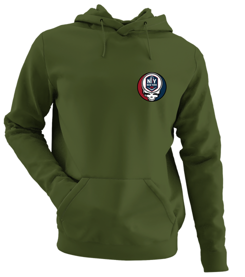 New York Football - Premium Grateful Dead Left Chest Hoodie - Military Green - 7