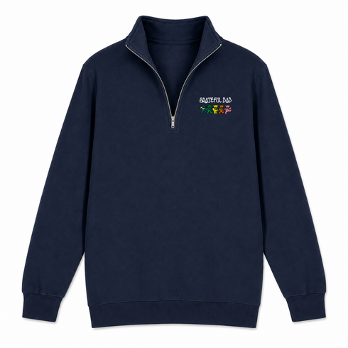 Grateful Dad - Premium Grateful Dead Quarter-Zip Pullover - Navy - 4