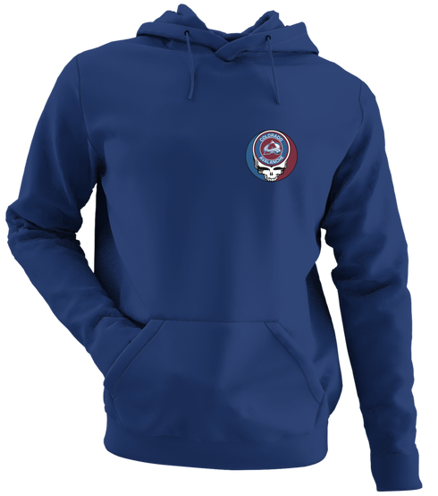 Colorado Avalanche - Premium Grateful Dead Left Chest Hoodie - Navy - 2