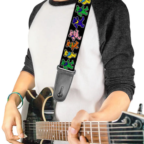 Grateful Dead - Guitar Strap - Dancing Bears Black Multi Color - StealieShop