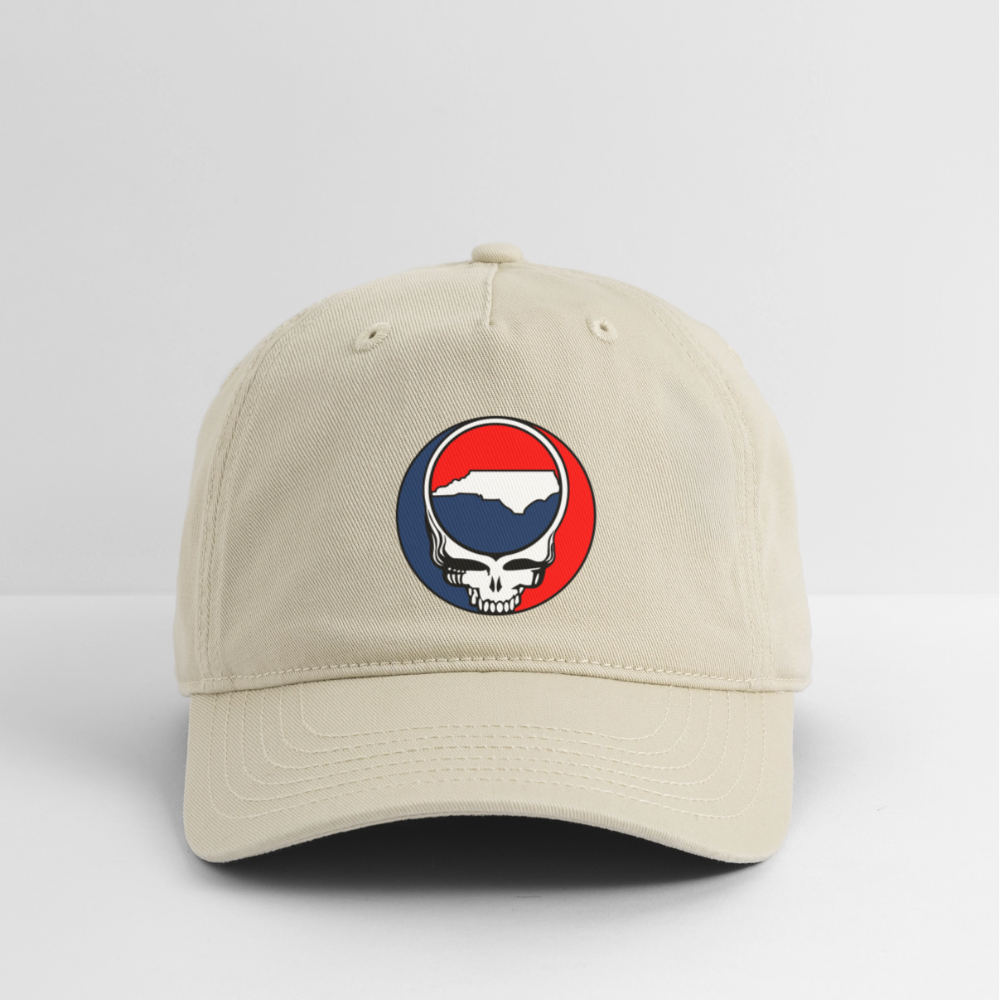 North Carolina Map Stealie Grateful Dead Dad Hat - khaki
