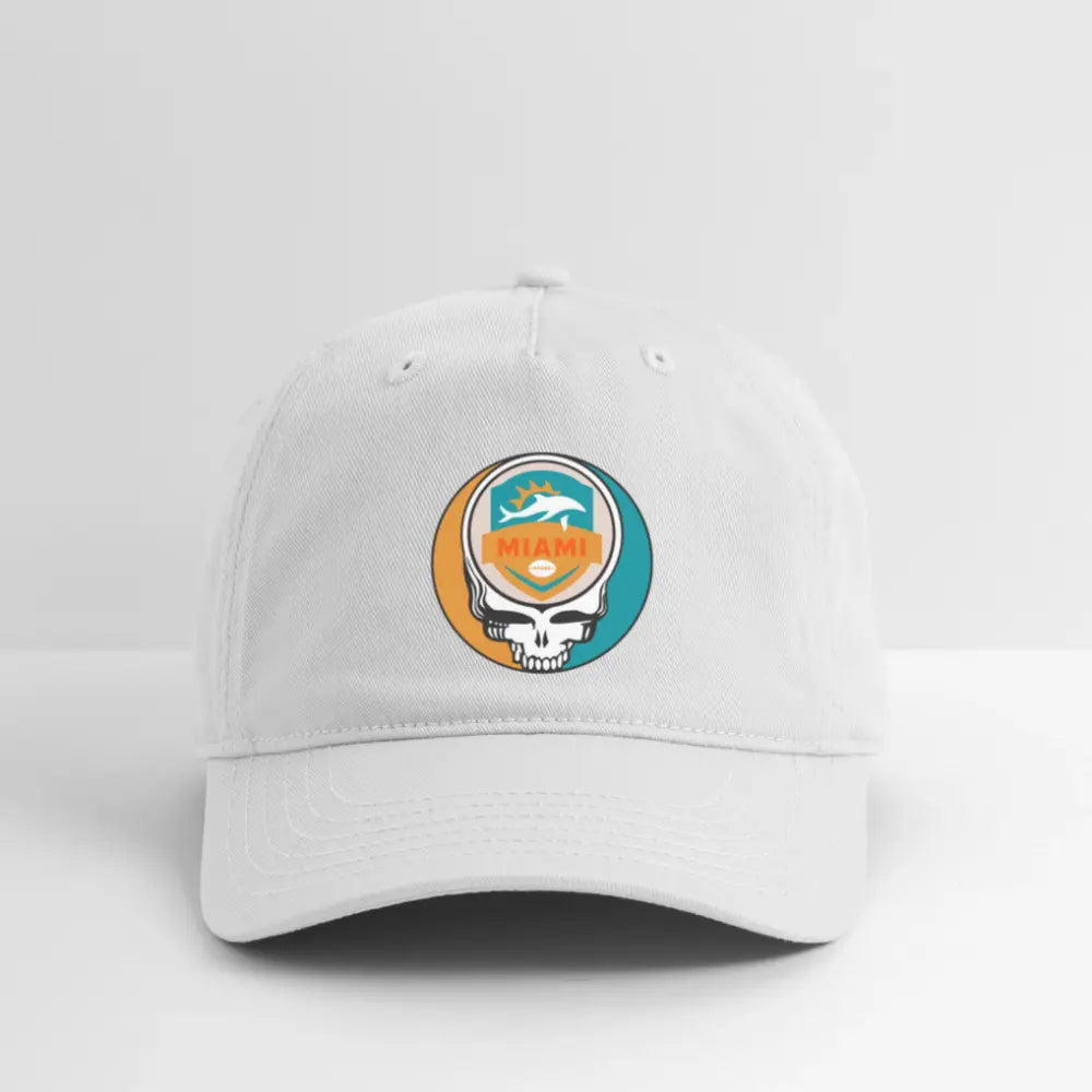 Miami Dolphins Grateful Dead Stealie Dad Hat - white